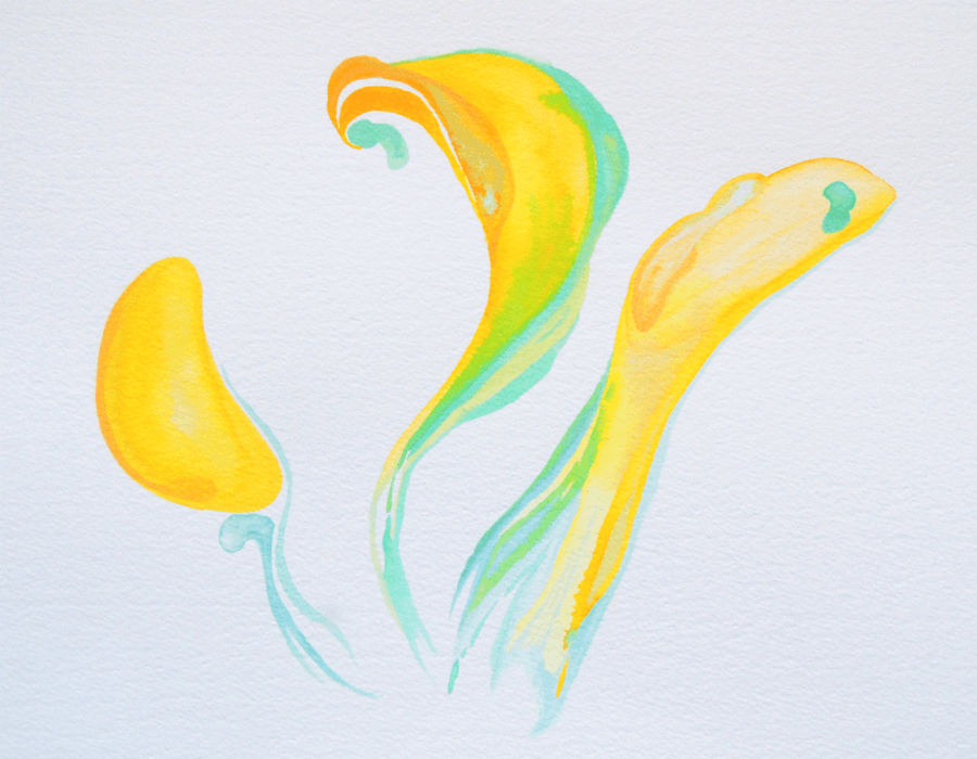 Abstract in yellow and green, like petals unfurling.